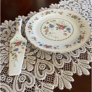 Floral Porcelain Cake Plate and Server Set